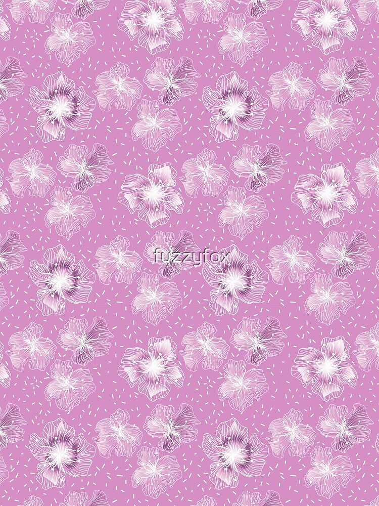pink lilac cute abstract floral pattern retro by fuzzyfox