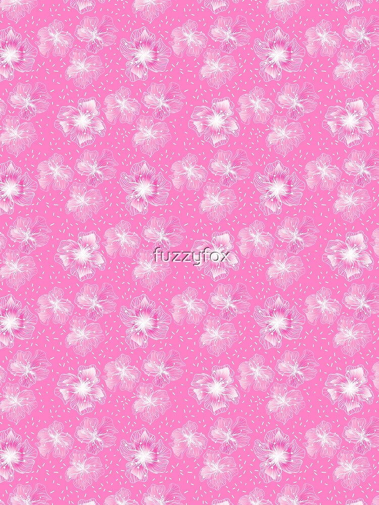 Bright pink cute abstract floral pattern retro by fuzzyfox