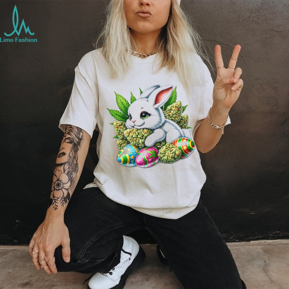420 Easter Bunny Marijuana Buds & Weed Leaf Easter Egg Digital T Shirt