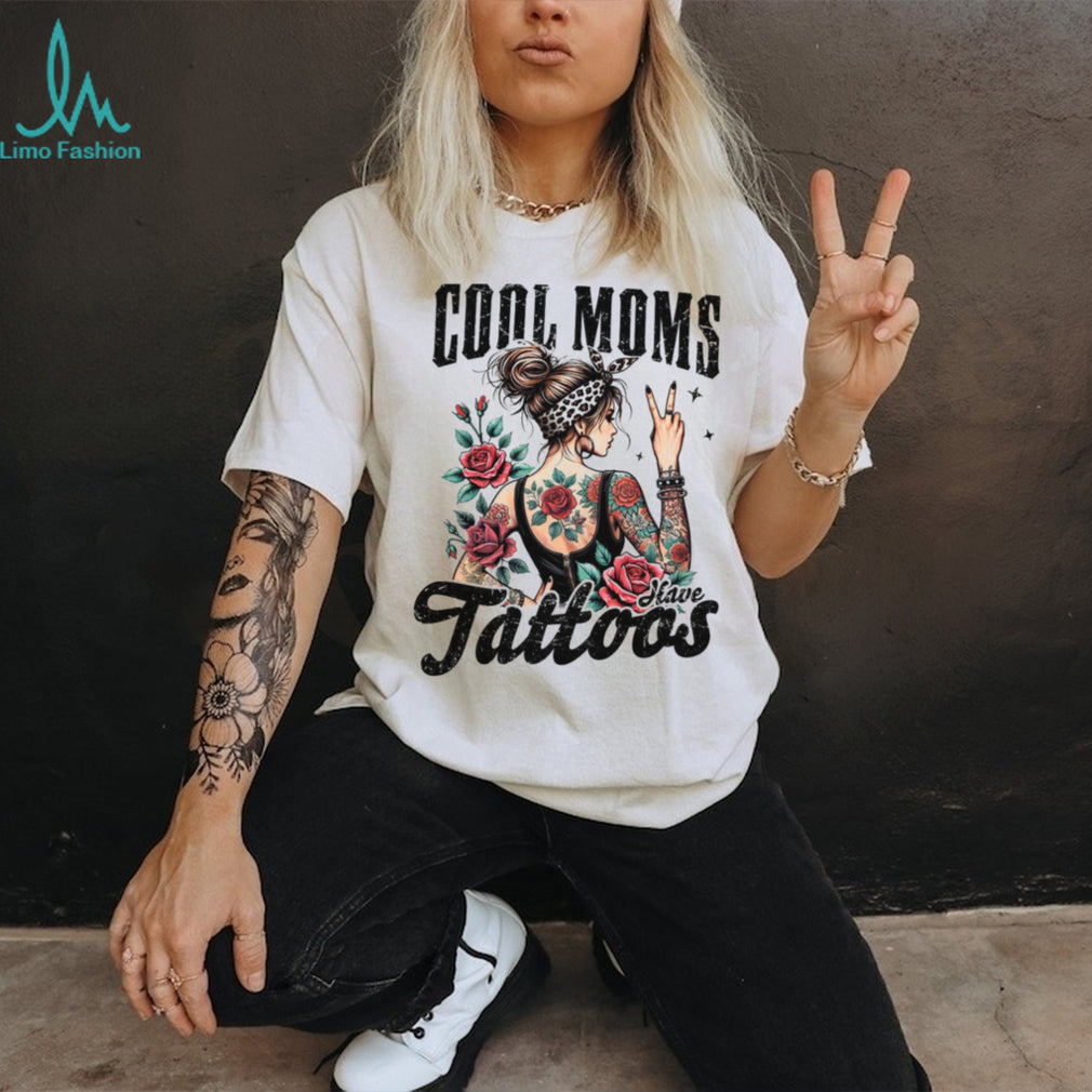 Cool Moms Have Tattoos Rocker Mom Leopard Bandana Tattooed Graphic Tee