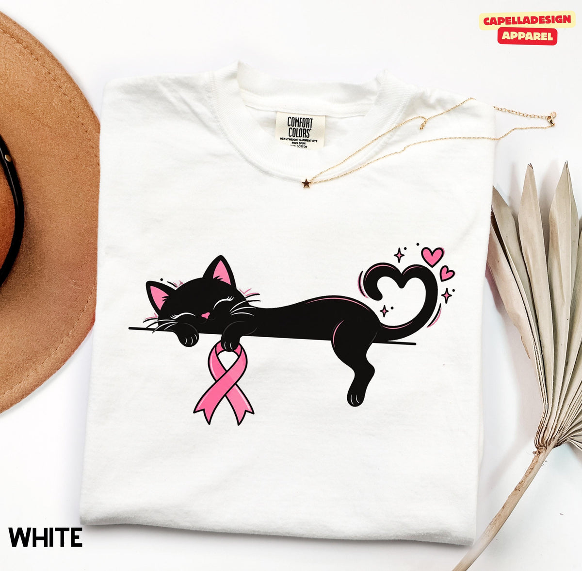Comfort Colors Pink Ribbon Cat Breast Cancer Awareness Cat Lover Cancer Support Tee Pink Ribbon (3)