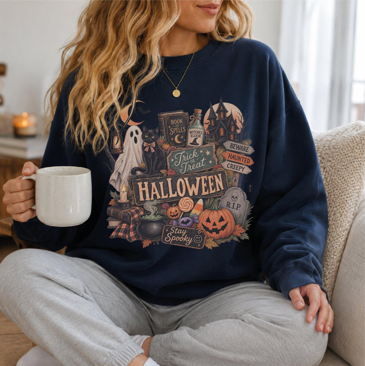 Vintage Halloween Retro Pumpkin Ghost Tis Season Spooky Season Tee Halloween S1637 (3)