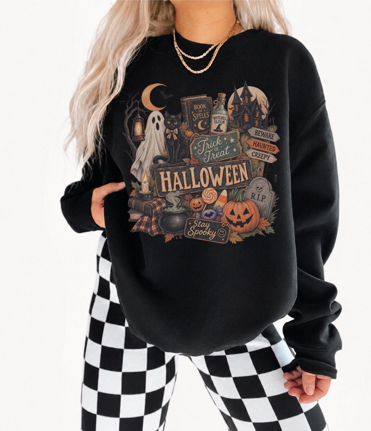 Vintage Halloween Retro Pumpkin Ghost Tis Season Spooky Season Tee Halloween S1637 (5)