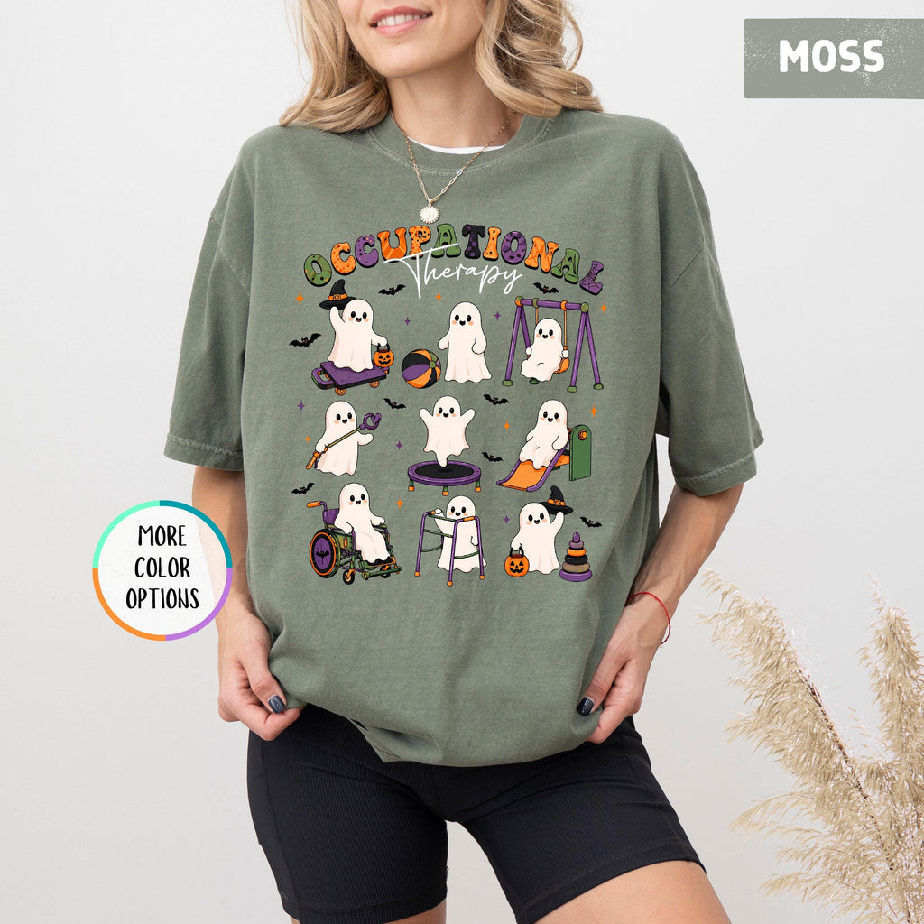 Comfort Colors Occupational Therapy Halloween Ghost Ot Spooky Pediatric Occupational Therapy Tee Halloween Ot Teacher (5)