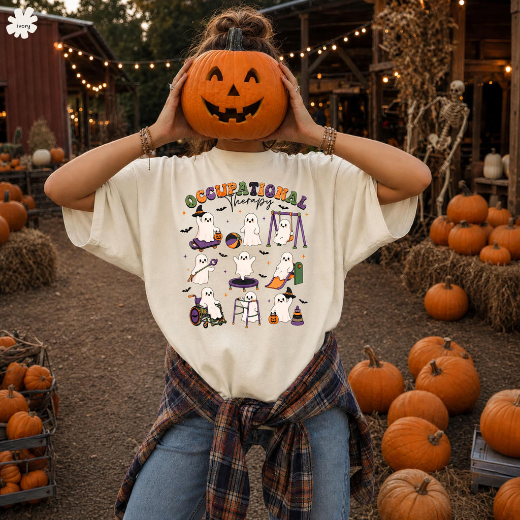 Comfort Colors Occupational Therapy Halloween Ghost Ot Spooky Pediatric Occupational Therapy Tee Halloween Ot Teacher (4)