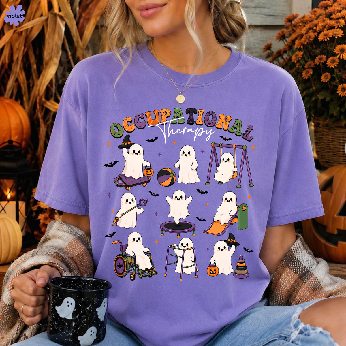 Comfort Colors Occupational Therapy Halloween Ghost Ot Spooky Pediatric Occupational Therapy Tee Halloween Ot Teacher (1)