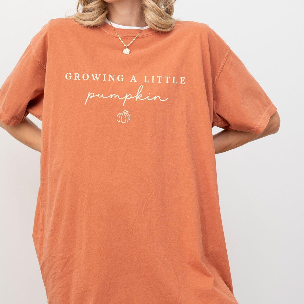 Growing Little Pumpkin Comfort Colors Pregnancy Tee Fall Maternity Pumpkin Pregnancy Announcement (4)