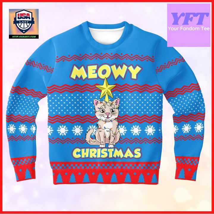 Meowy Meowy Catmas For Her Funny Cats Kitty 3d Ugly Christmas Sweater