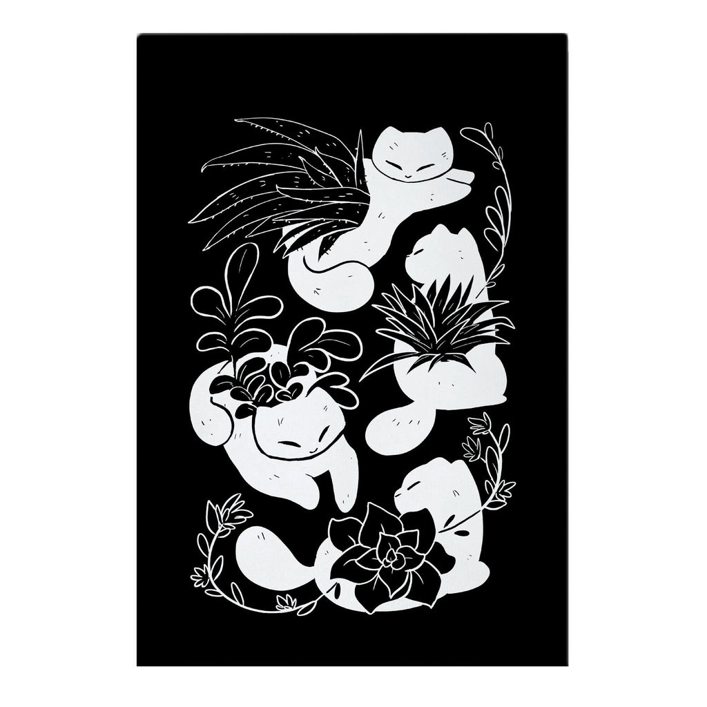 Succulent Cats On Black Garden Flag