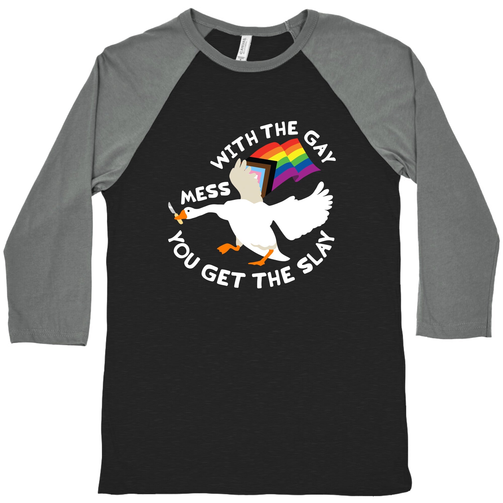Mess With The Gay You Get The Slay Goose Baseball Tee