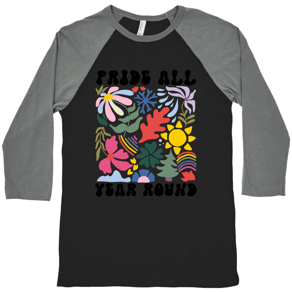 Pride All Year Round Abstract Florals Baseball Tee