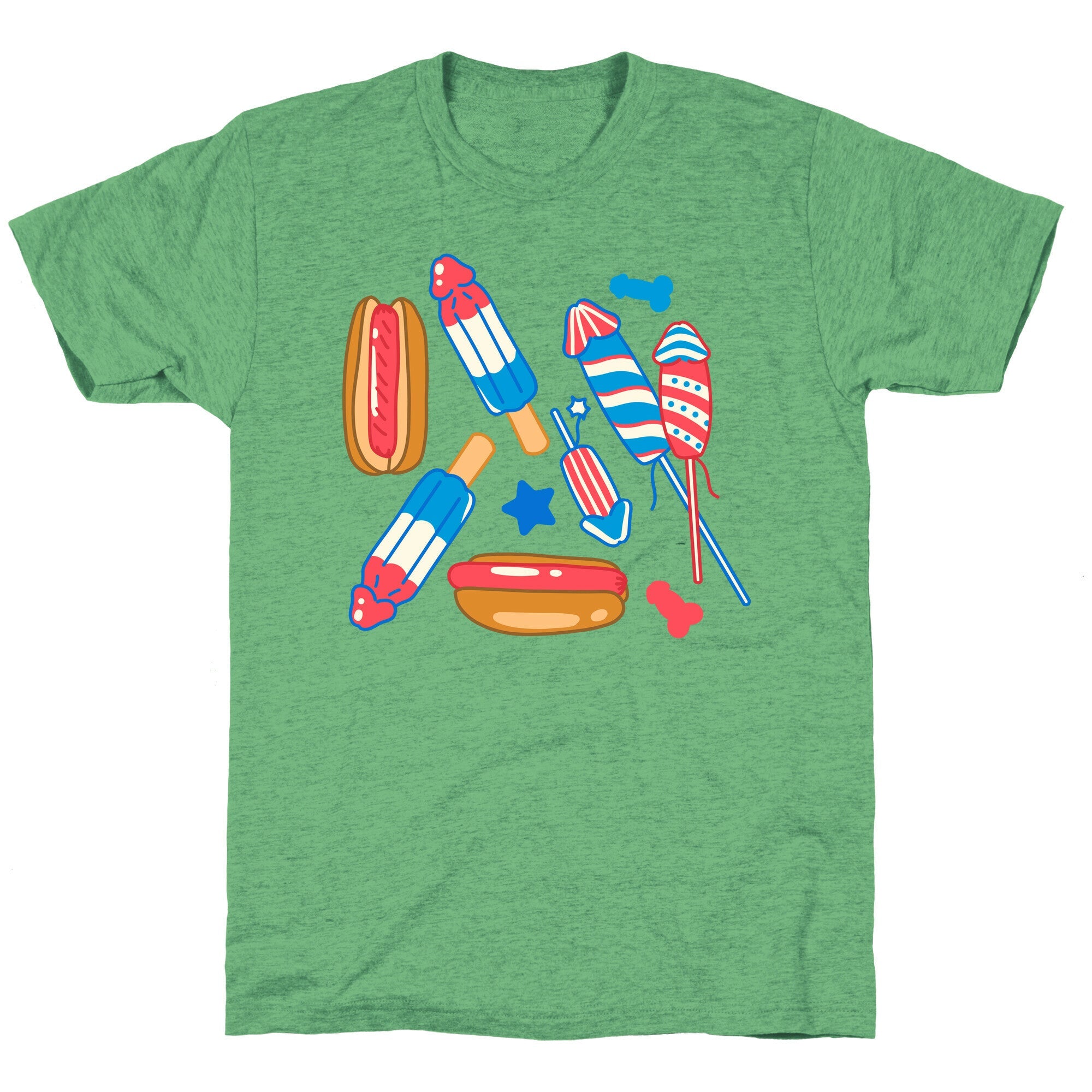 Fourth of July Wieners Pattern Unisex Triblend Tee