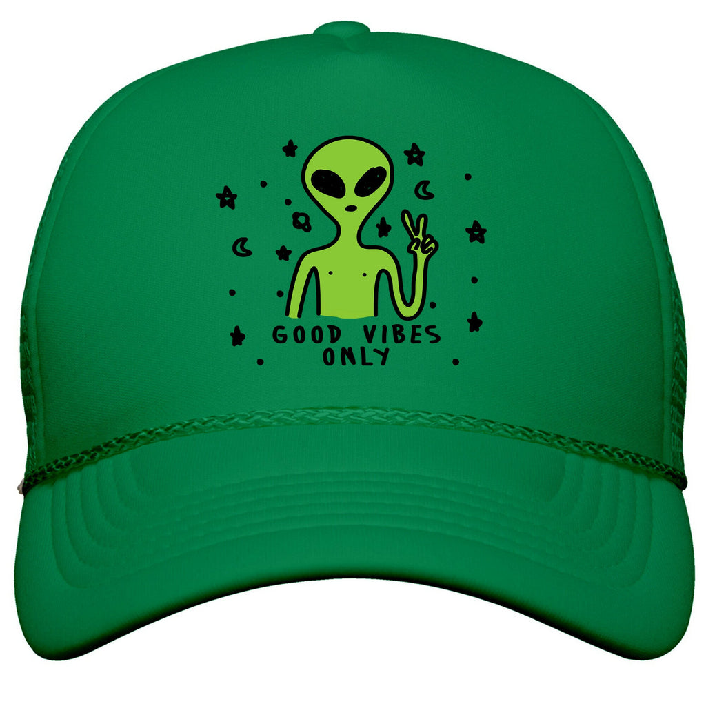 Good Vibes Only Alien Snapback Trucker Hat