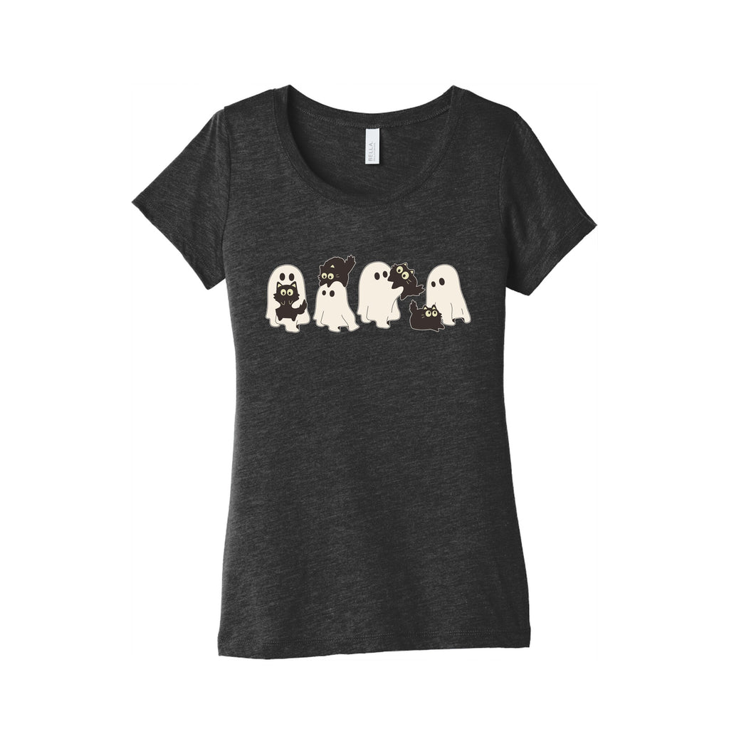 Cute Ghost Cats Womens Triblend Tee