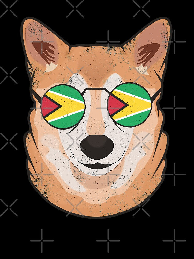 Vintage Patriotic Shiba Inu Guyanese Flag by feether-store