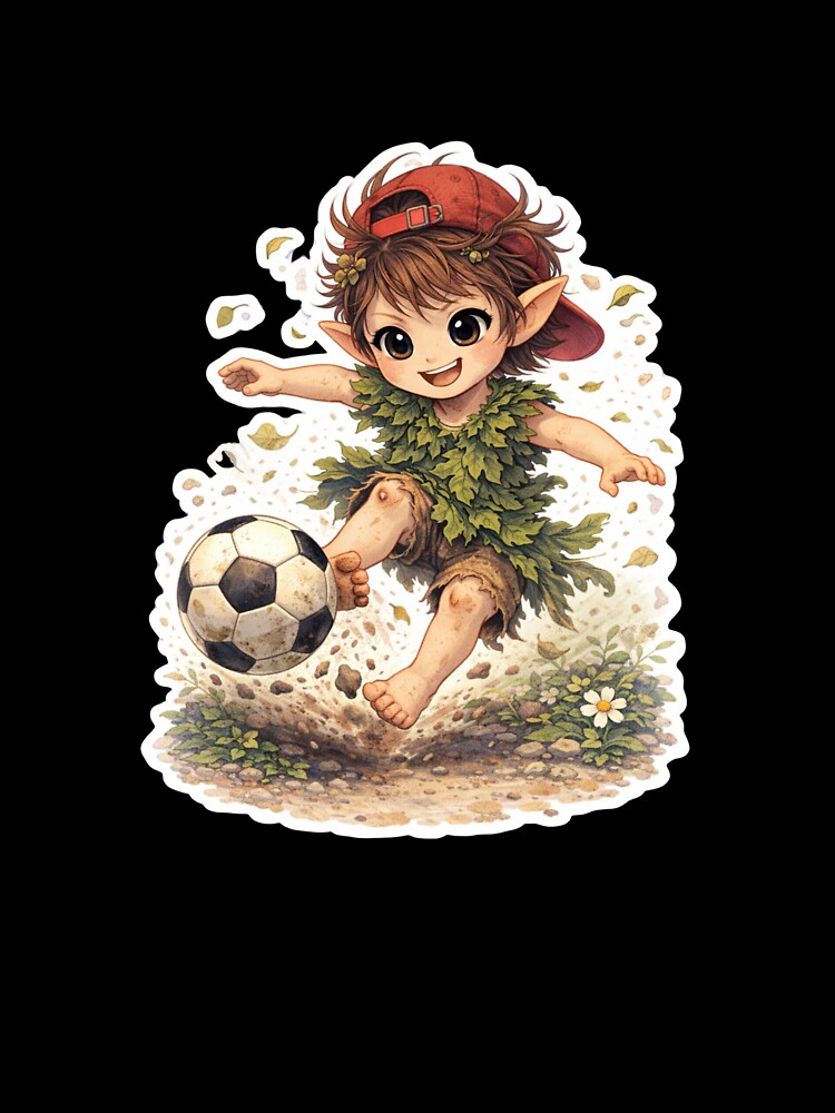 Forest Kid Playing Soccer Fantasy Character – Little Whimsy Friends by MixArtStudio77