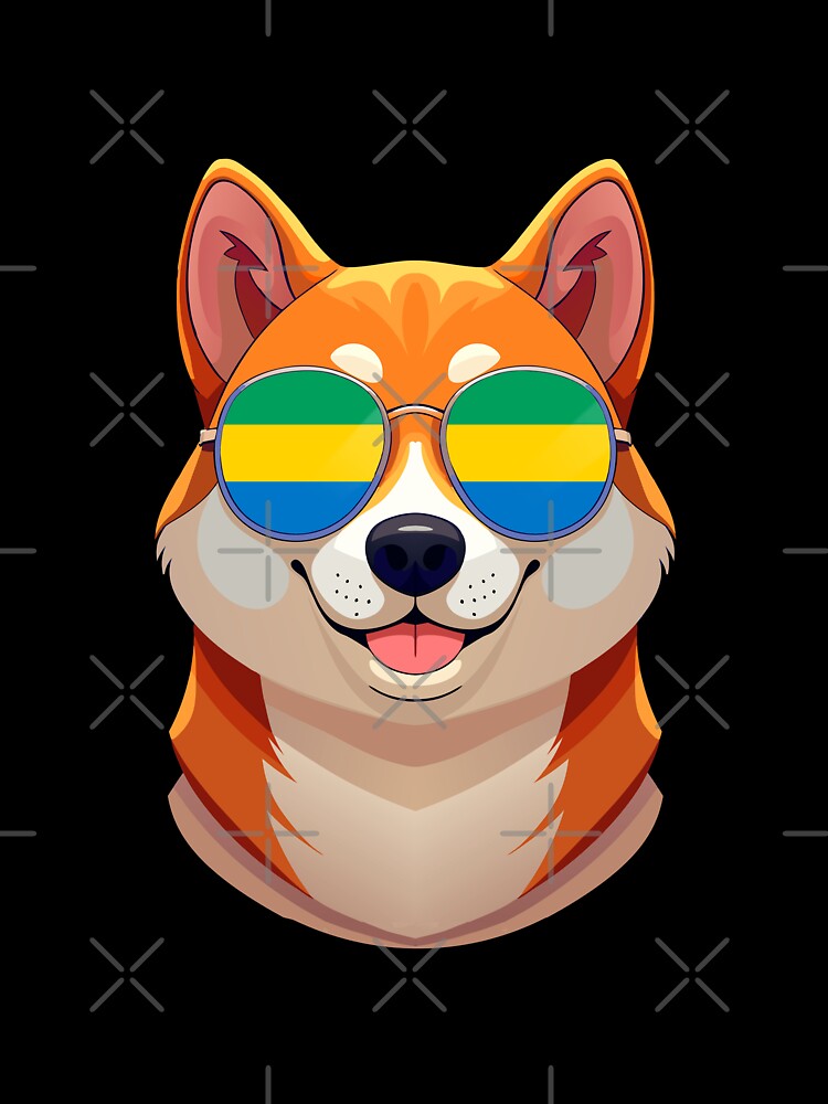Vintage Patriotic Shiba Inu Gabonese Flag by DreamBrushy