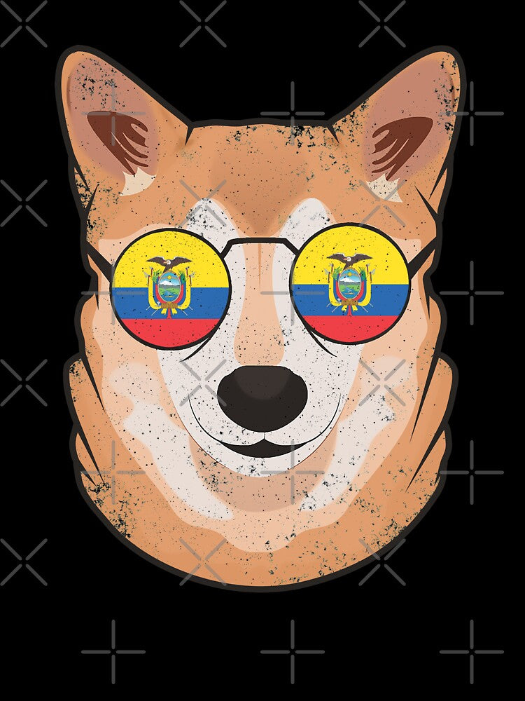 Vintage Patriotic Shiba Inu Ecuadorian Flag by feether-store