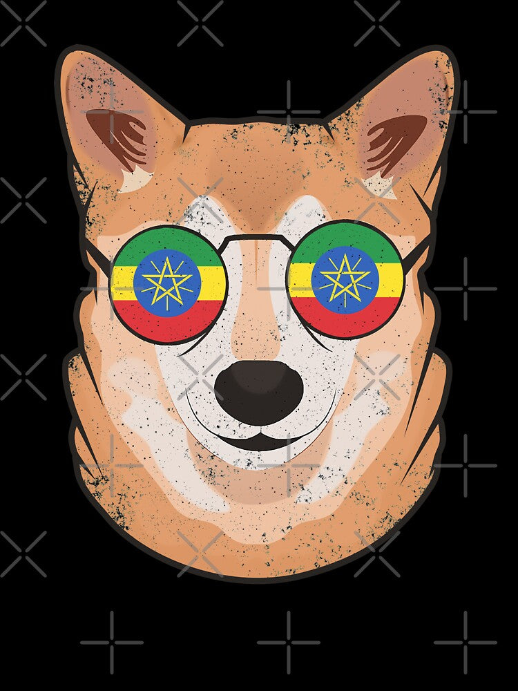 Vintage Patriotic Shiba Inu Ethiopian Flag by feether-store