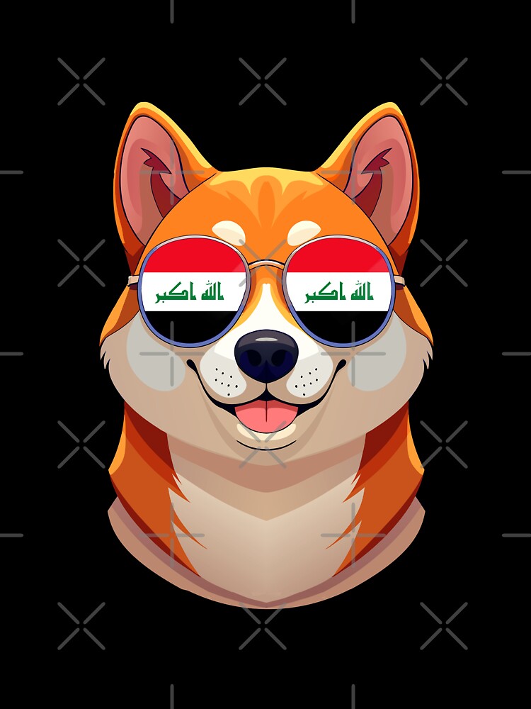 Vintage Patriotic Shiba Inu Iraqi Flag by DreamBrushy