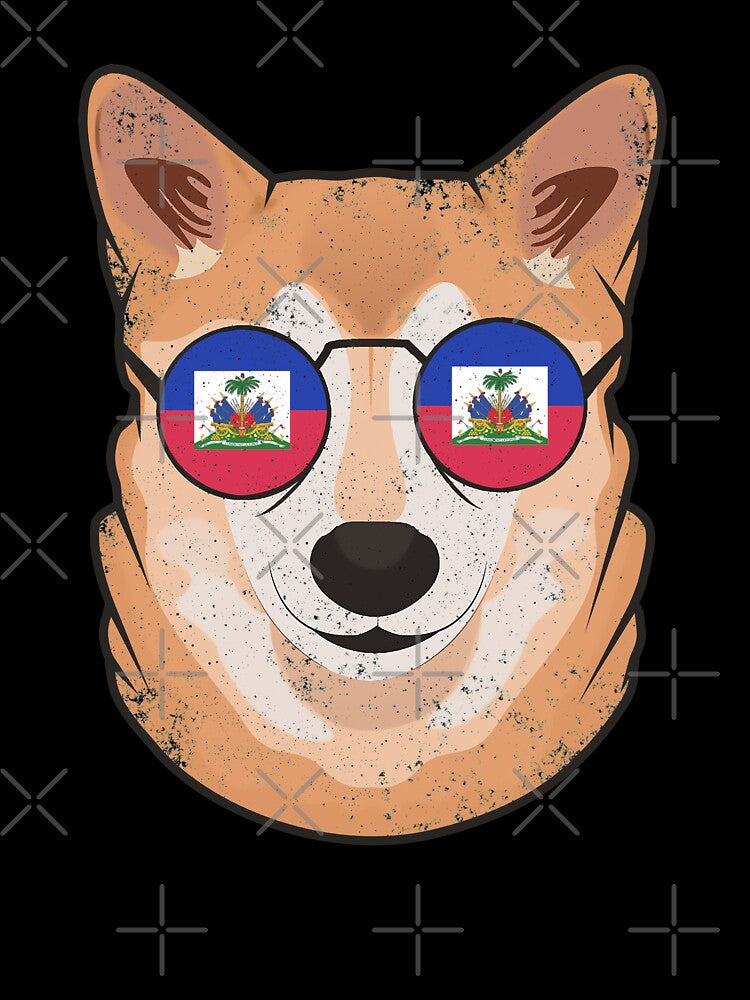 Vintage Patriotic Shiba Inu Haitian Flag by feether-store