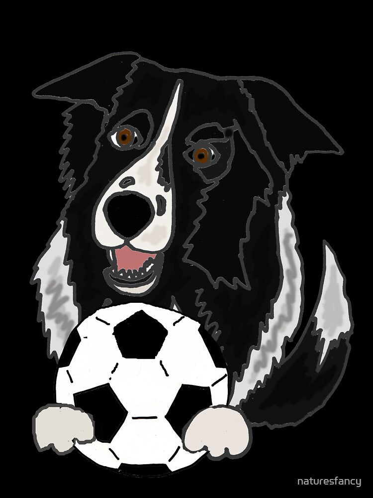 Funny Border Colloe Dog Playing Soccer by Nature's Fancy