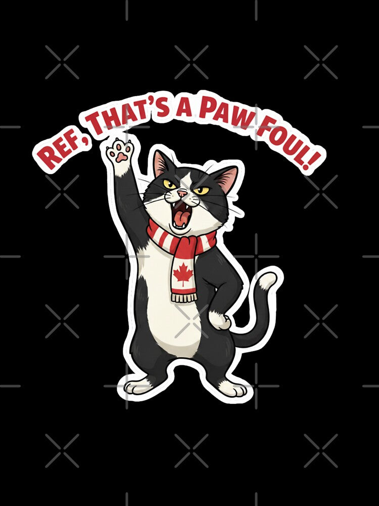 Ref, That's a Paw Fo ul! — Funny Tuxedo Cat Football Design RED by catastrocat