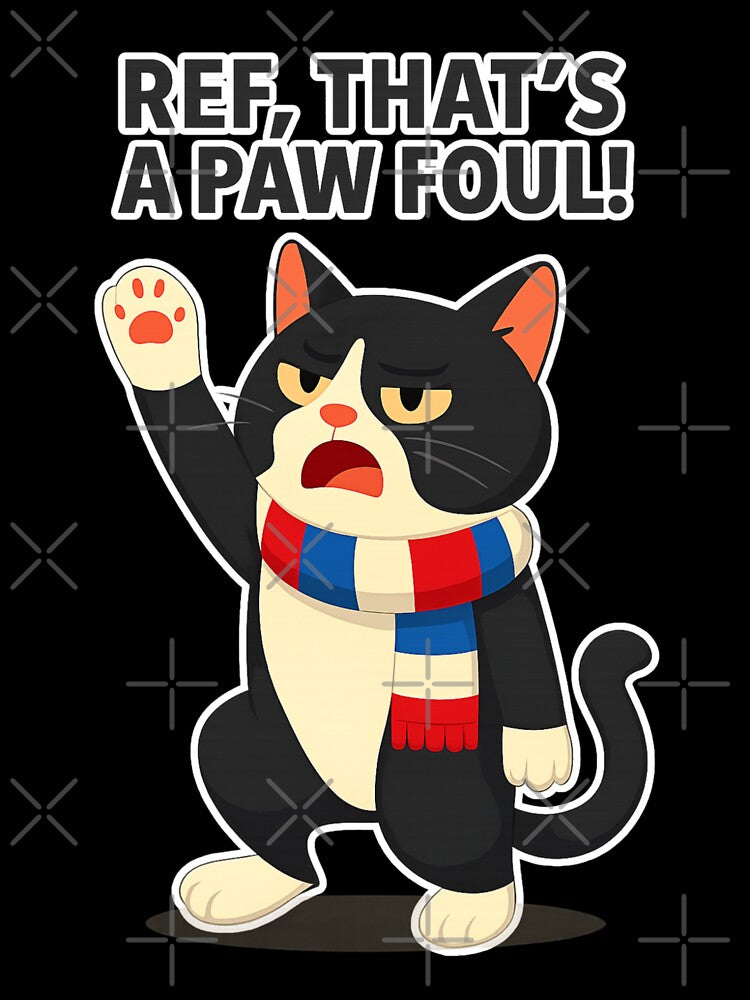 Ref, That's a Paw Foul! — Funny Tuxedo Cat Football Design blue by catastrocat