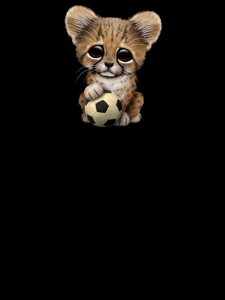 Cheetah Cub With Football Soccer Ball by JeffBartels