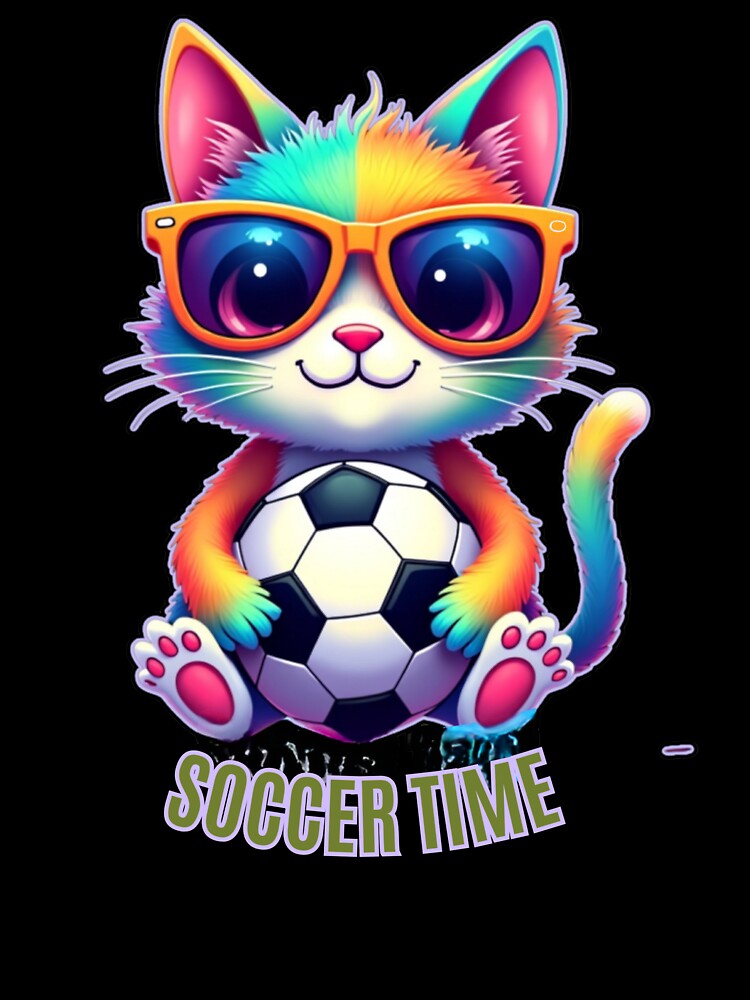 Soccer Time Cool Cat - Rainbow Soccer Kitty by PriyaMagic