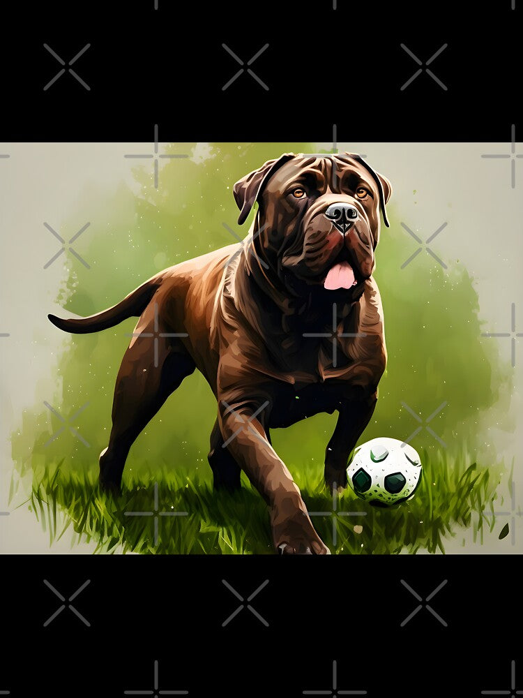 brown cane corso dog play soccer by PTB Art Design
