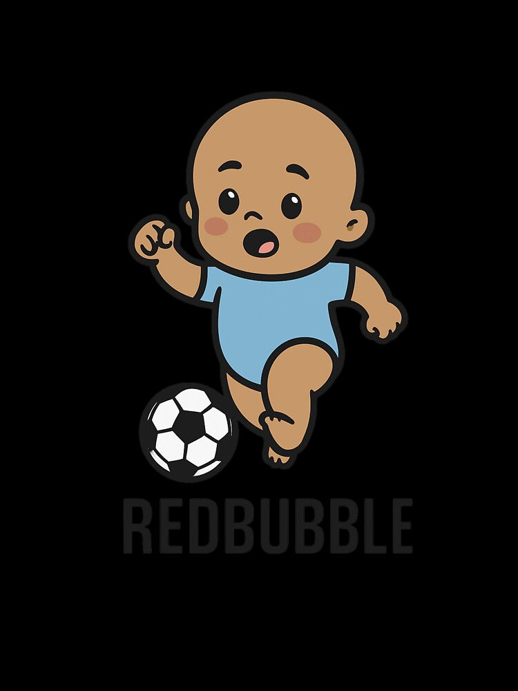 Happy Baby Kicking Soccer Ball – Cute Cartoon Design by luckyyouth
