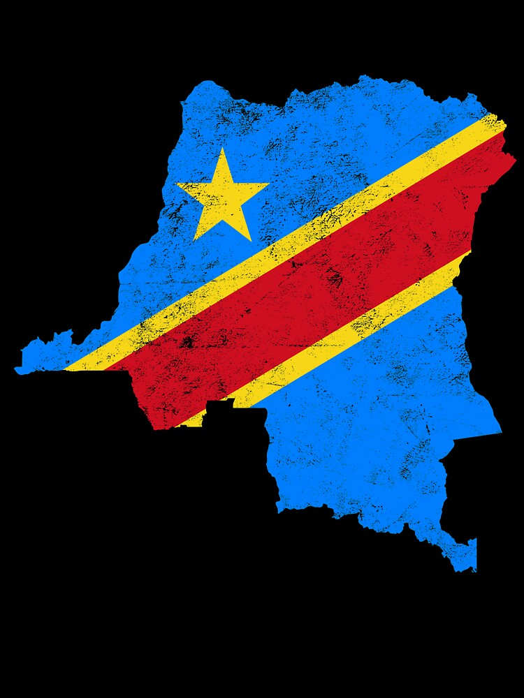 Congo Flag Map tshirt distressed vintage by farhanhafeez