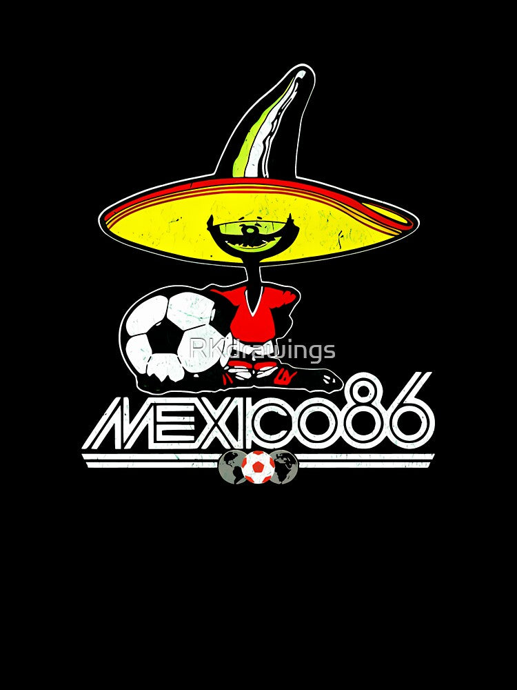 Mexico 86 World Cup Pique Retro Vintage T-Shirt_90751770 by RKdrawings