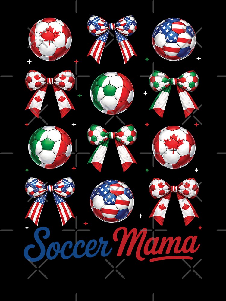 USA Canada Mexico Soccer Mom Ball Bow Pattern by MuniraWearify