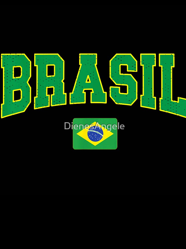Brasil Flag Athletic Distressed Vintage Soccer Typography Sports Graphic Art by DienesAngele