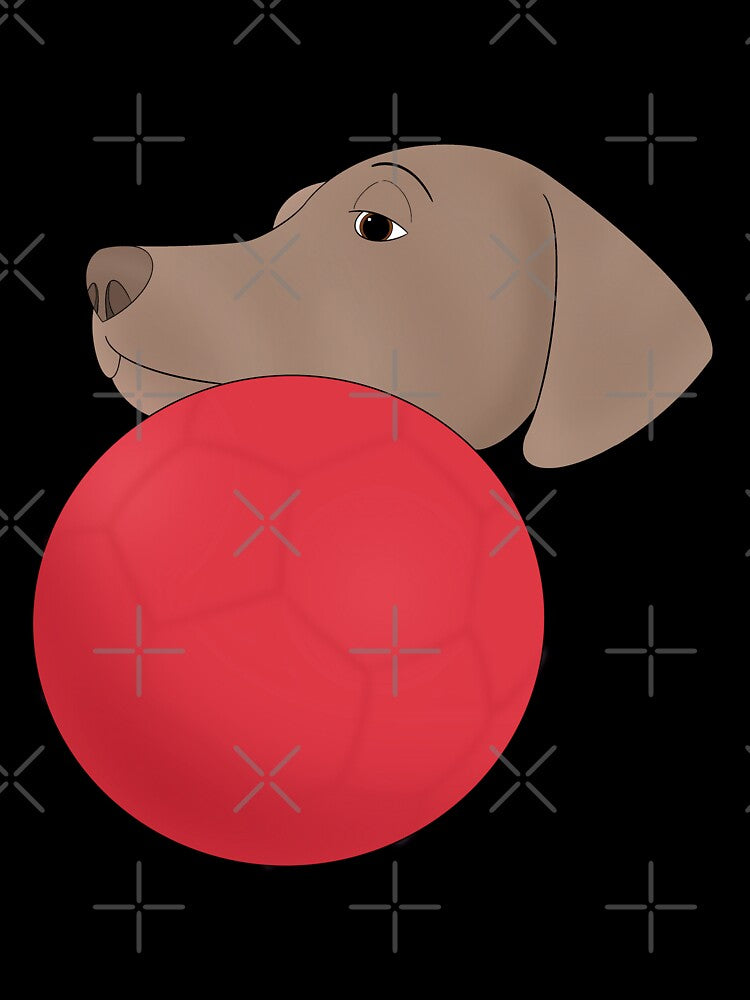 Cartoony Dog with Ball Illustration by pawtraitdreams