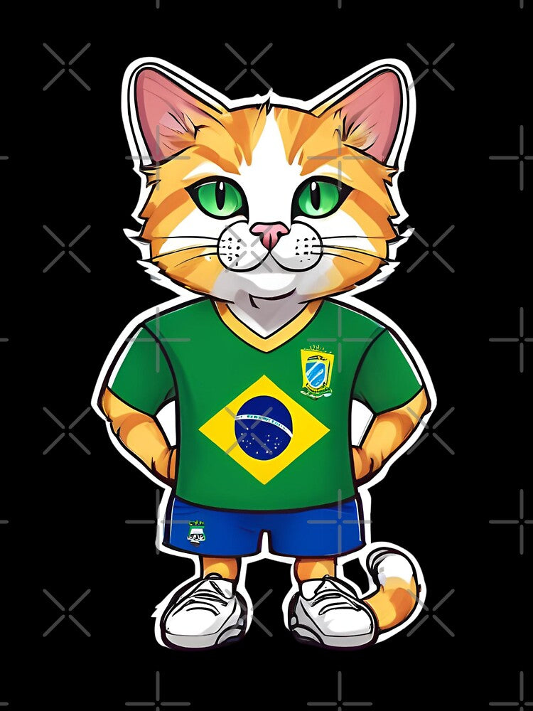 BRAZIL Sports Team: a Cat wearing colours of Brazilian Flag D08 by PerfectDay2Play