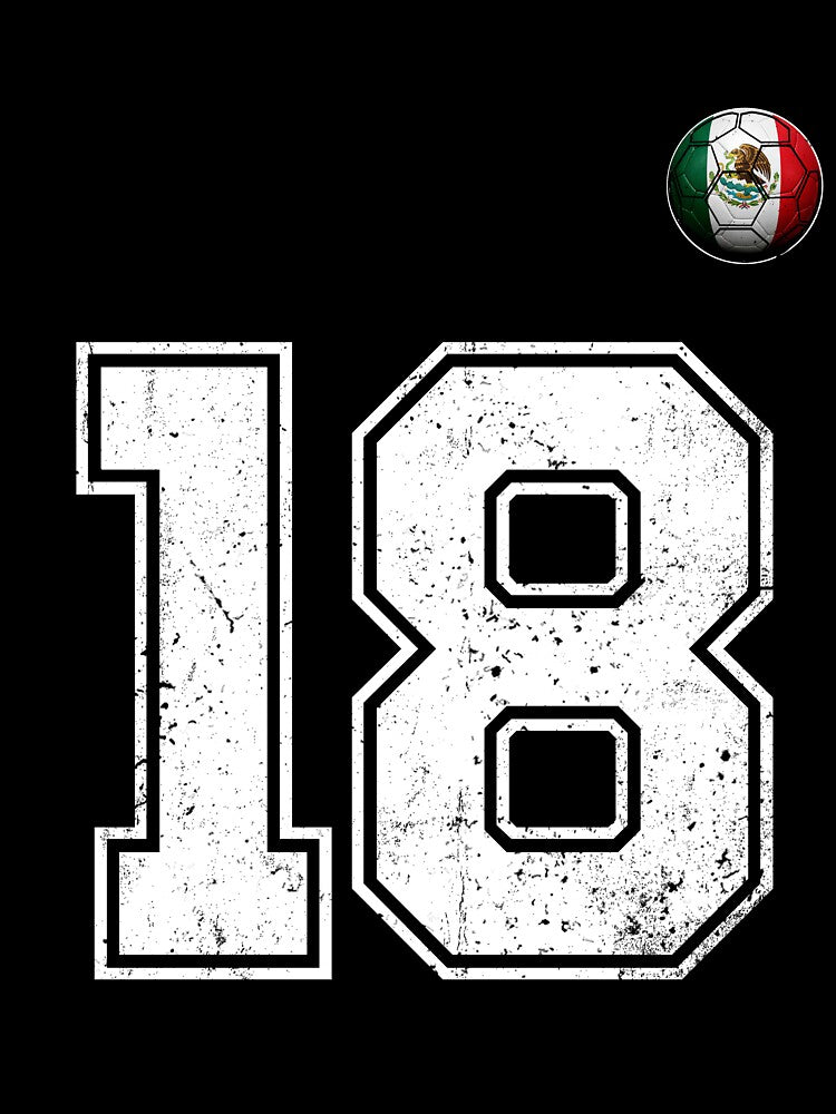 Number 18 Mexico Flag Football Fan by BernoNickel