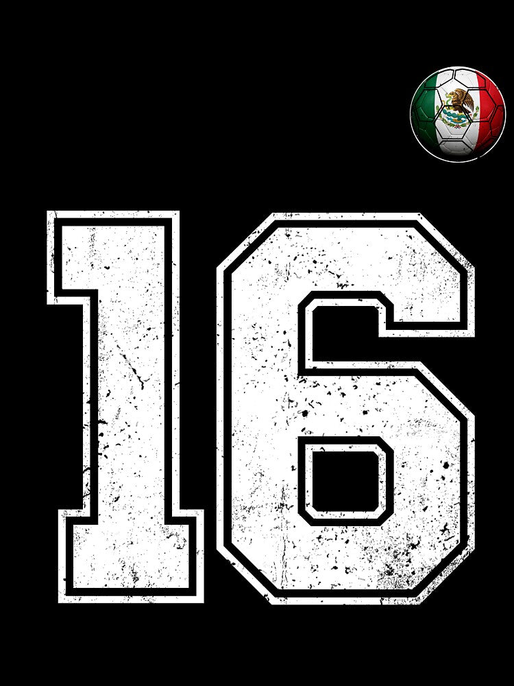 Number 16 Mexico Flag Football Fan by BernoNickel