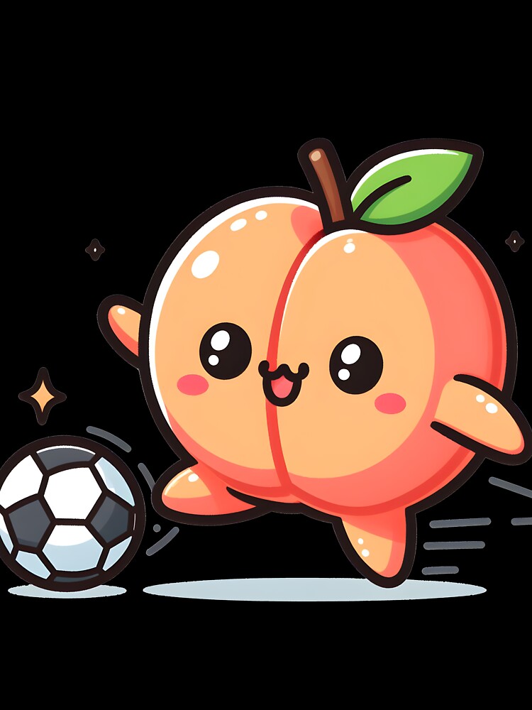 Kawaii Peach With Soccer Shoes Playing Soccer by CanvasCutie