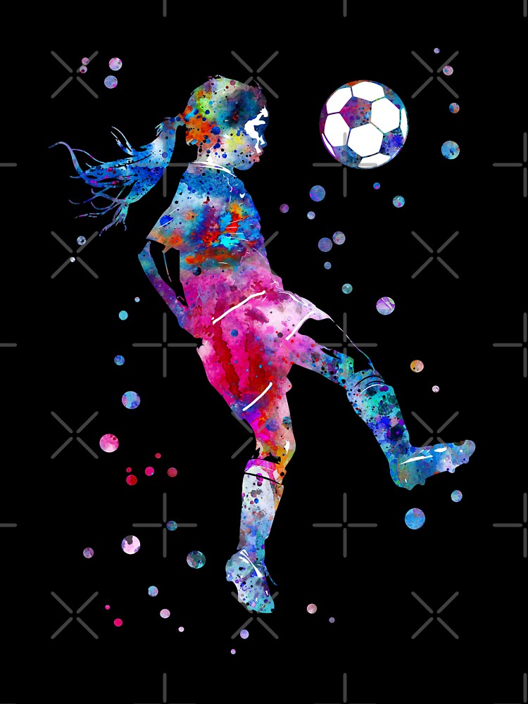 Soccer Player Little Girl With Ball by Rosaliartbook