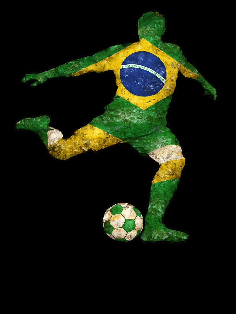 Brazilian Soccer Player Brazil Flag Silhouette by LintonGriffin