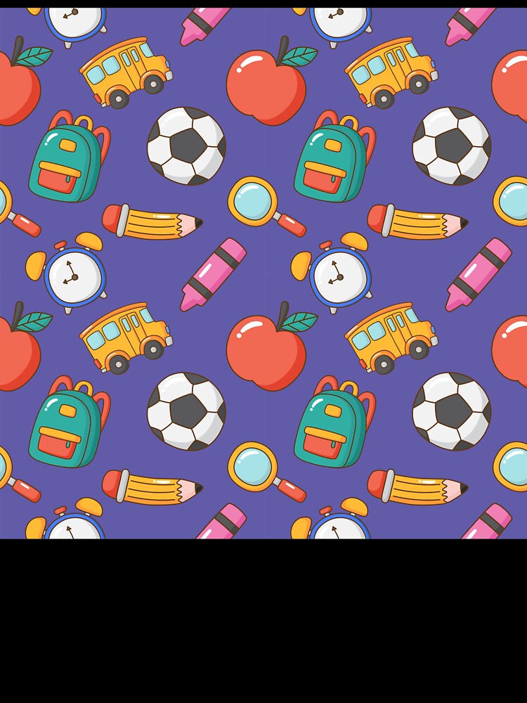 Cute Cartoon School Supplies Pattern Notebook – Purple Back-to-School Kids Journal by FestivityFinds