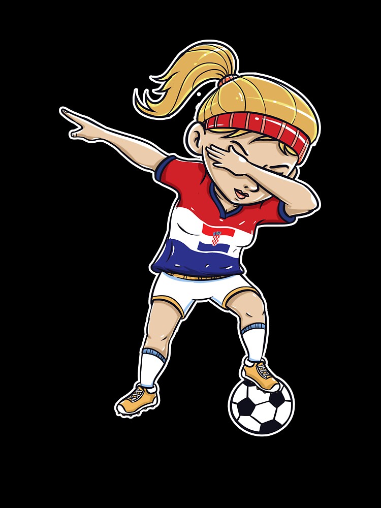 Dabbing Soccer Player Funny Croatia Fan T-Shirt girl by Pummli