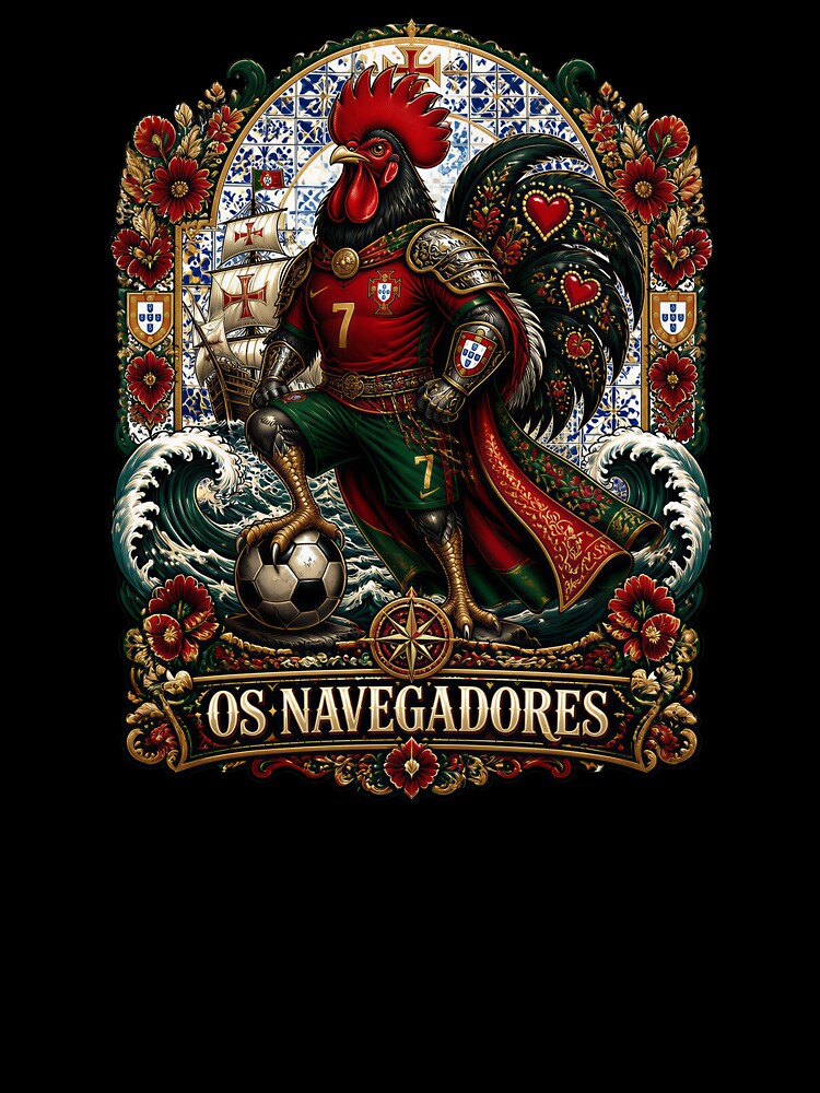 Portugal Soccer Rooster - Os Navegadores  Vintage Portuguese Football Fan T-Shirt by 18-30