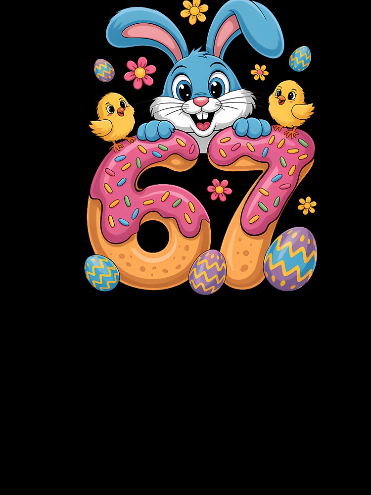 67 Funny Six Seven Gen Meme Cute Rabbit Bunny Easter Day by Desdenhoshell