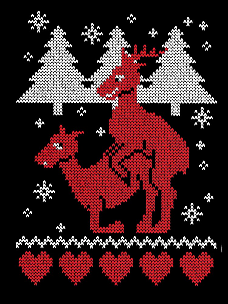 Ugly Christmas Reindeer Crew Neck Xmas Tee Funny by PhilzaMerch
