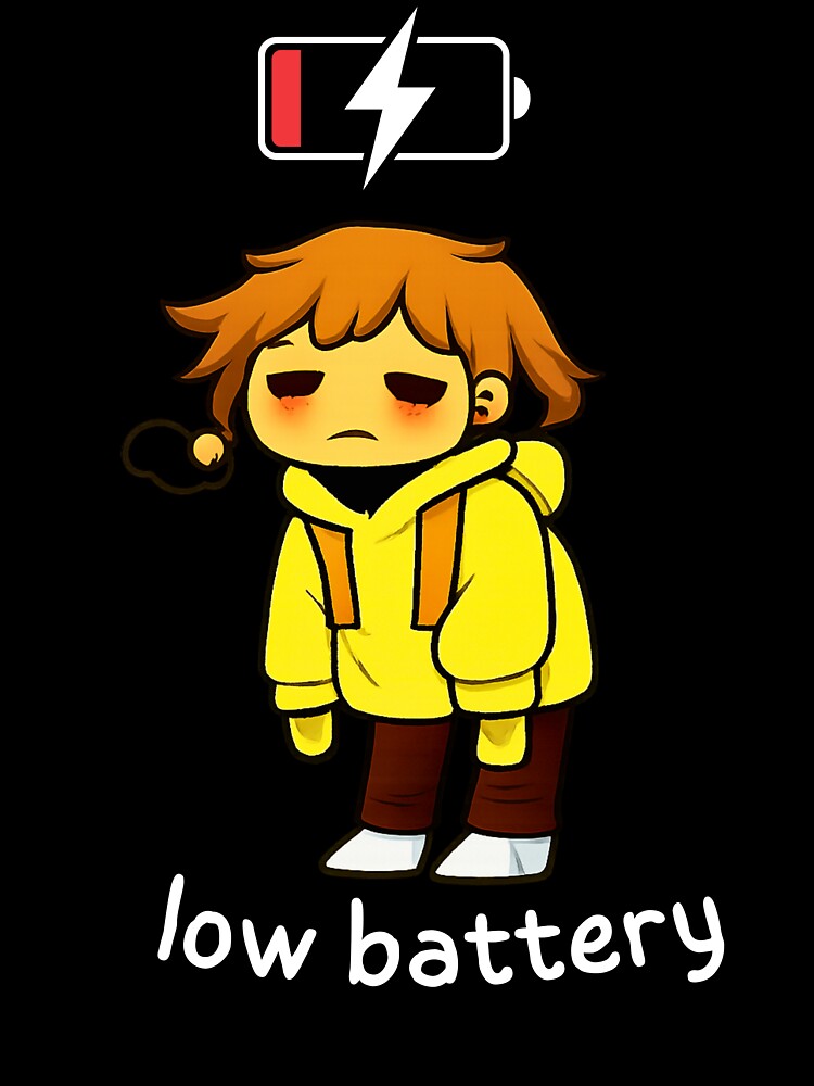 Low Battery – Cute Tired Aesthetic Illustration for Everyday Wear by AdicretorDesign