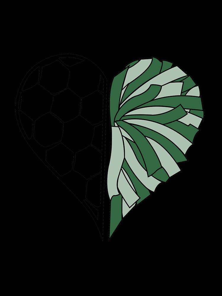 Half soccer heart and half green pom pom heart by PepaAnaRB